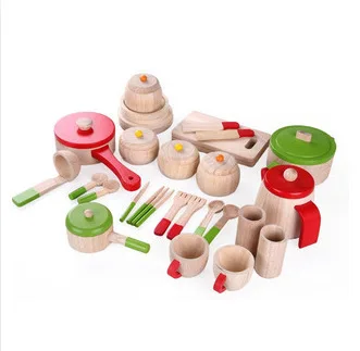 

Wooden Model Kitchen Tableware Cooking Set Play House Educational Toy Gift