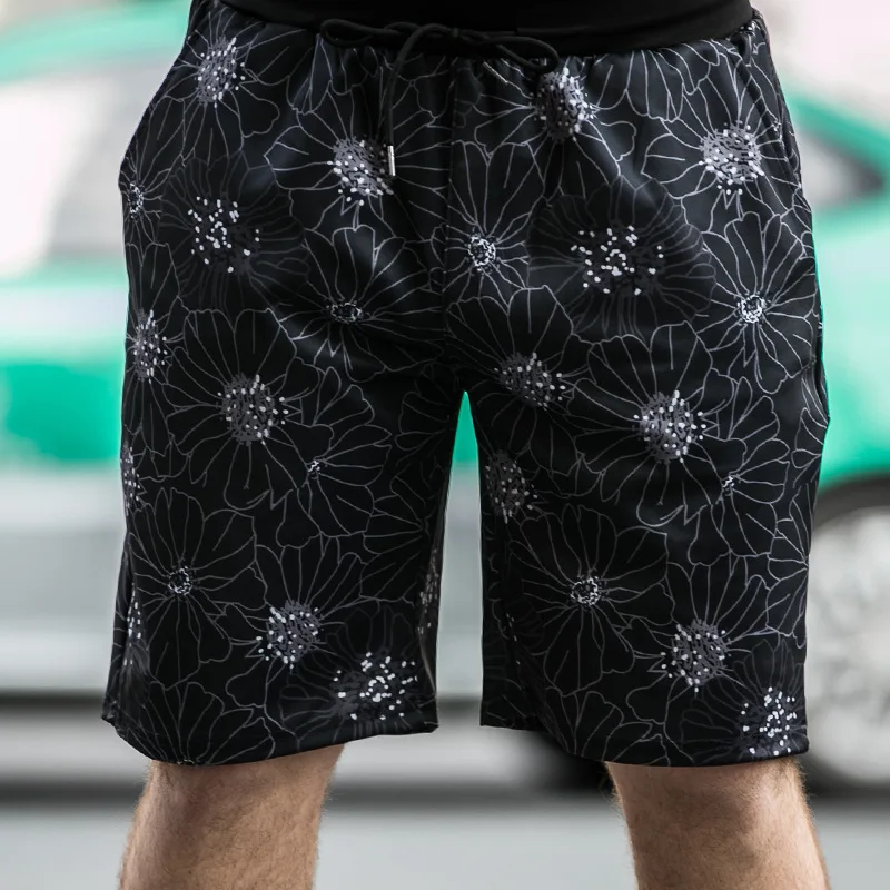 

New quick-drying beach pants men's casual large size loose travel vacation five-point shorts plus fertilizer increase printing