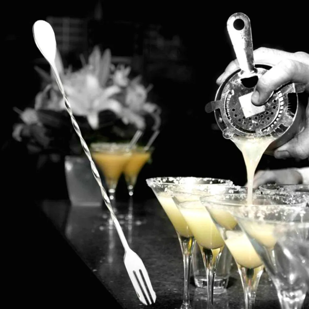 SUEF 1 шт. барная ложка из нержавеющей стали двухголовое коктейльное скрученное