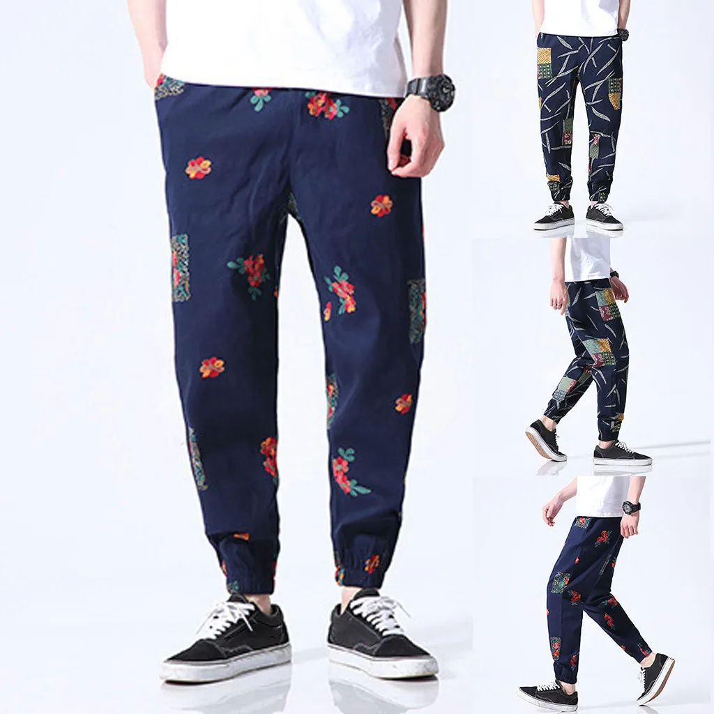 

Chinese Character Print Pants Men Jogger 2019 Men's Autumn New fashion Chinese Style Harem Pants Comfortable Beam Trouser M-5XL