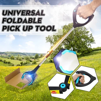 

83CM Foldable Folding Pickup Clamp With Gripper Lock Rubbish Stick Pick Up Tool Length Universal Garbage Picker Reacher Grabber