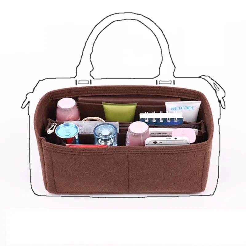 For SPEEDY Nano 20 Felt Cloth Insert Bag Organizer Makeup Handbag Travel Storage Organizer Inner Purse Cosmetic Toiletry bags felt bag organizer