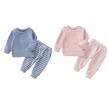 

Infant Baby Girl Boys Long Sleeve Blouse Striped Pattern Pants Pajamas Sleepwear Set
