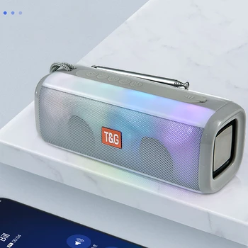 

TG144 Wireless Bluetooth 5.0 BT speaker Mini Stereo Bass desktop Portable Music Player wireless speaker with color light & radio