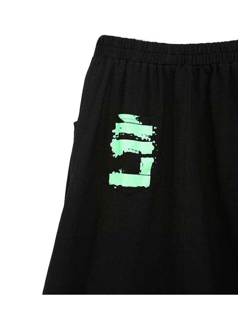 [EAM] High Elastic Waist Black Letter Printed Long Harem Trousers New Loose Fit Pants Women Fashion Spring Autumn 2020 1DA126