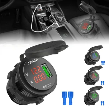 

Car Charger 3A 12V/24V Car Lighter Socket QC 3.0 USB Charger Adapter LED Voltmeter