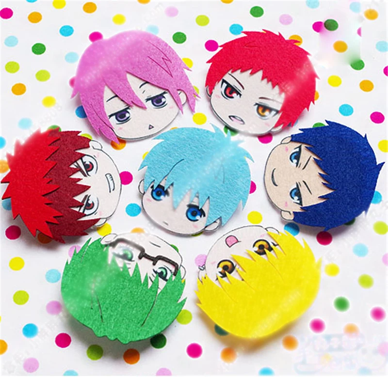 a set (7pcs) Набор Аниме Куроко Баскетбол куроко Тецуя Косплей бейдж; брошь на булавке коллекция нетканого материала постельное белье мешок декор для мальчиков и девочек - Цвет: a set (7pcs)