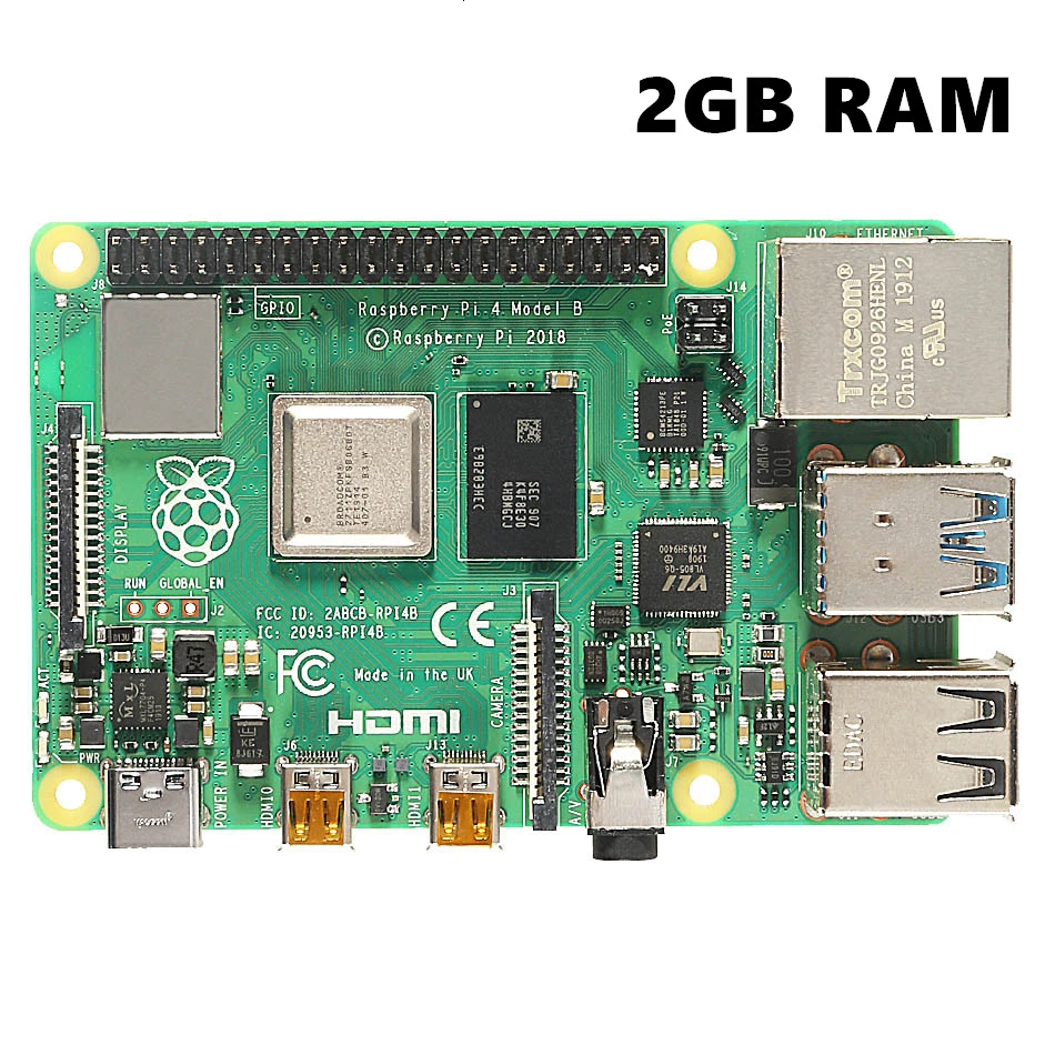 Raspberry Pi 4 Model B с 1/2/4GB Ram Bcm2711 4 ядра Cortex-a72 Arm V8 1,5 ГГц Поддержка 2,4/5,0 ГГц Wi-Fi Bluetooth 5,0