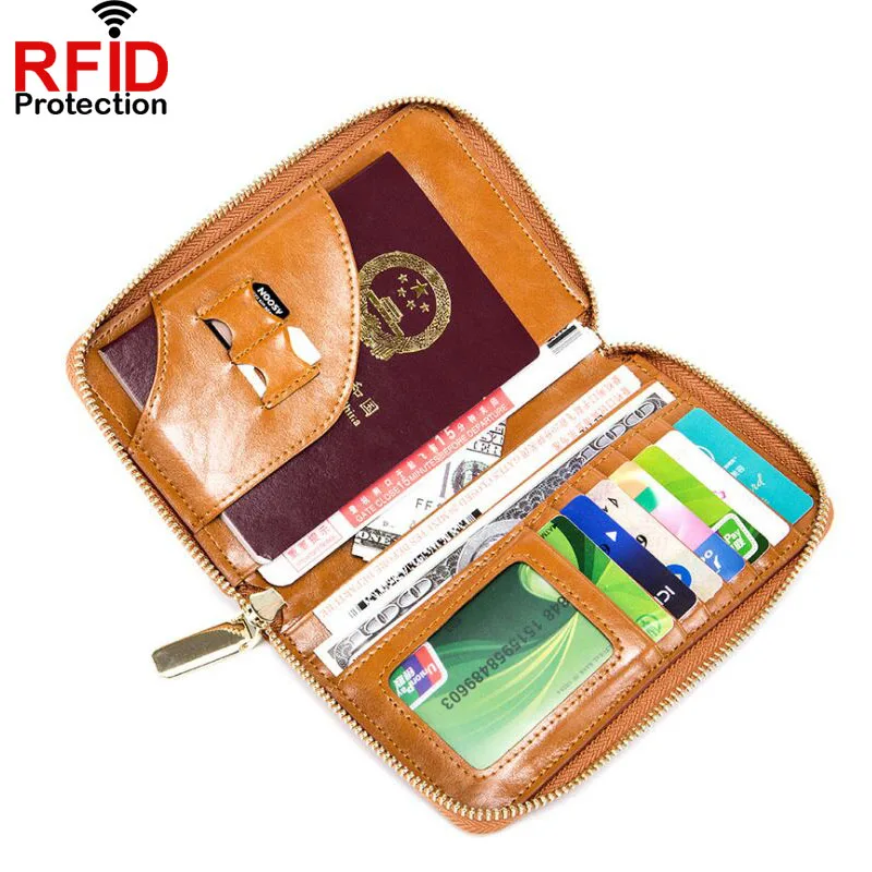 Oil Wax Genuine Leather Wallet Passport Holder Simcard holder Ticket and Cards Women &amp Men Clutch Bag Purse High Qualit | Багаж и сумки