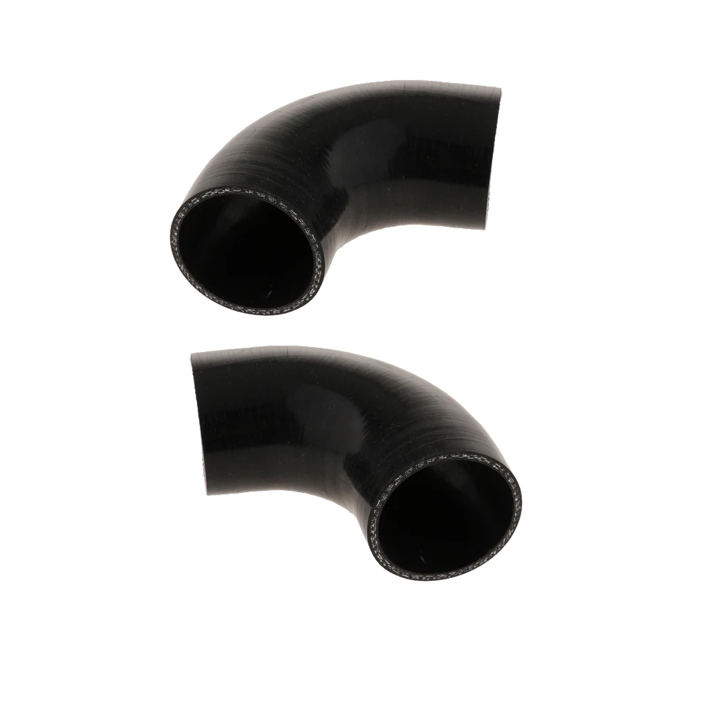 2Pieces 90 Degree 4-Ply High Performance Elbow Coupler Silicone Hose for Auto Car 2.5inch/63mm Black