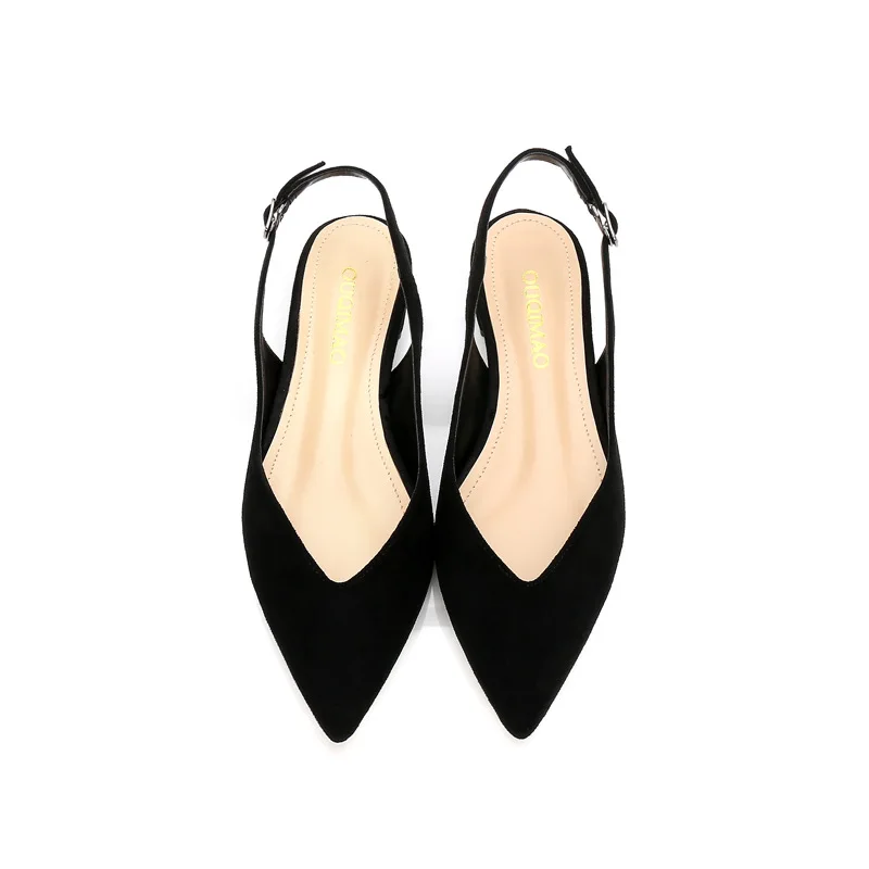 

Women's Pointed-Toe Flat Keel Thin Shoes Women's 2019 New Style Summer Black Suede Huizhou WOMEN'S Shoes Yellow Port