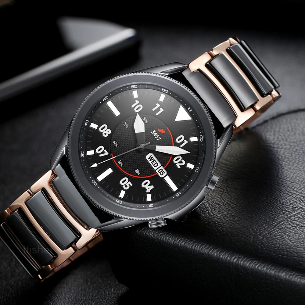 Керамический ремешок из нержавеющей стали для samsung galaxy watch 3 45 мм 41 Gear S3 46 active 2 20 22 |