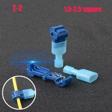  10PCS T-2 Freeshipping  The Plug - type 2.5 Square Current Free - stripping Line Pastic T-type Terminal Soft Wire Connector 