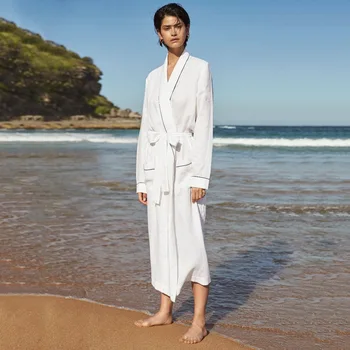 

Beach Tunic Women's Swimsuit Pareo De Plage For The Sea And Capes Saida Praia Cotton Bathrobe White People Loose Dress Smock