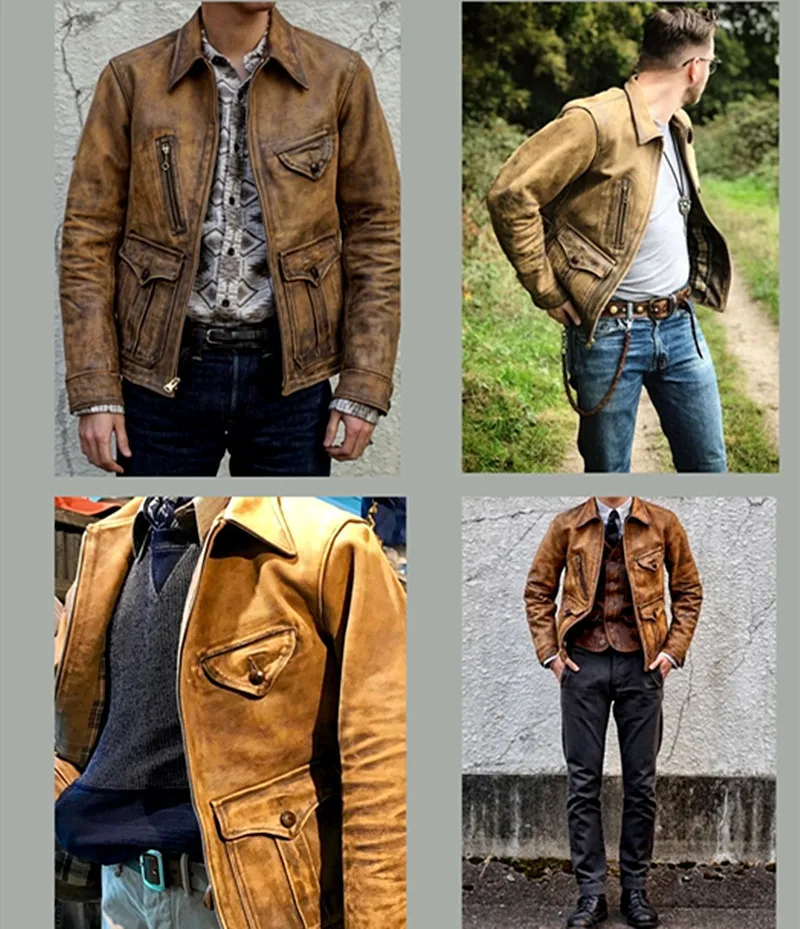 Gratis Verzending, Klassieke Krantenverkoper Jacket. Warm Vintage Bruin Batik Koeienhuid Jas. Mannen Mode Echt Leer Uitloper Gratis Verzending, Klassieke Krantenverkoper Jacket. Warm Vintage Bruin Batik Koeienhuid Jas. Mannen Mode Echt Leer Uitloper