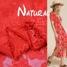 100 см* 85 см красный Французский кружевной ткани вышивка шелковый текстиль для свадьбы