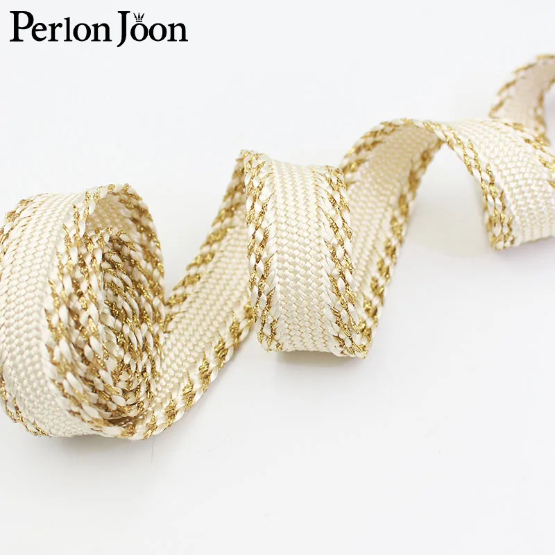 Golden Lace Clothing Skirt Robe Shoes Hat Luggage Home Curtain Webbing 5 Yards Wide 25mm ZD0312 webbing ribbon nylon webbing nylon webbing tape