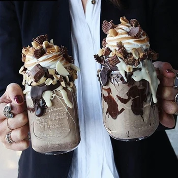 

Creative Mason Glass Mug Fruit Icecream Morning Milk Juice Cup Vintage Coffee Cold Drink Cups Home Drinkware Salad Bowl 450ml