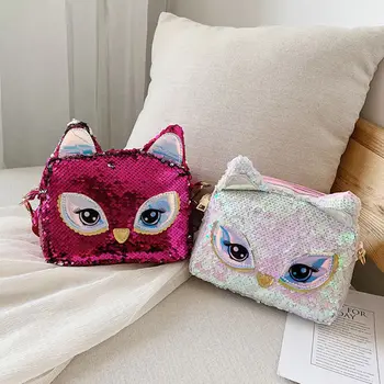 

Women Sequin Shoulder Bag Cute Cat Handbag Leather Tote Satchel Messenger Mini Crossbody X7XC