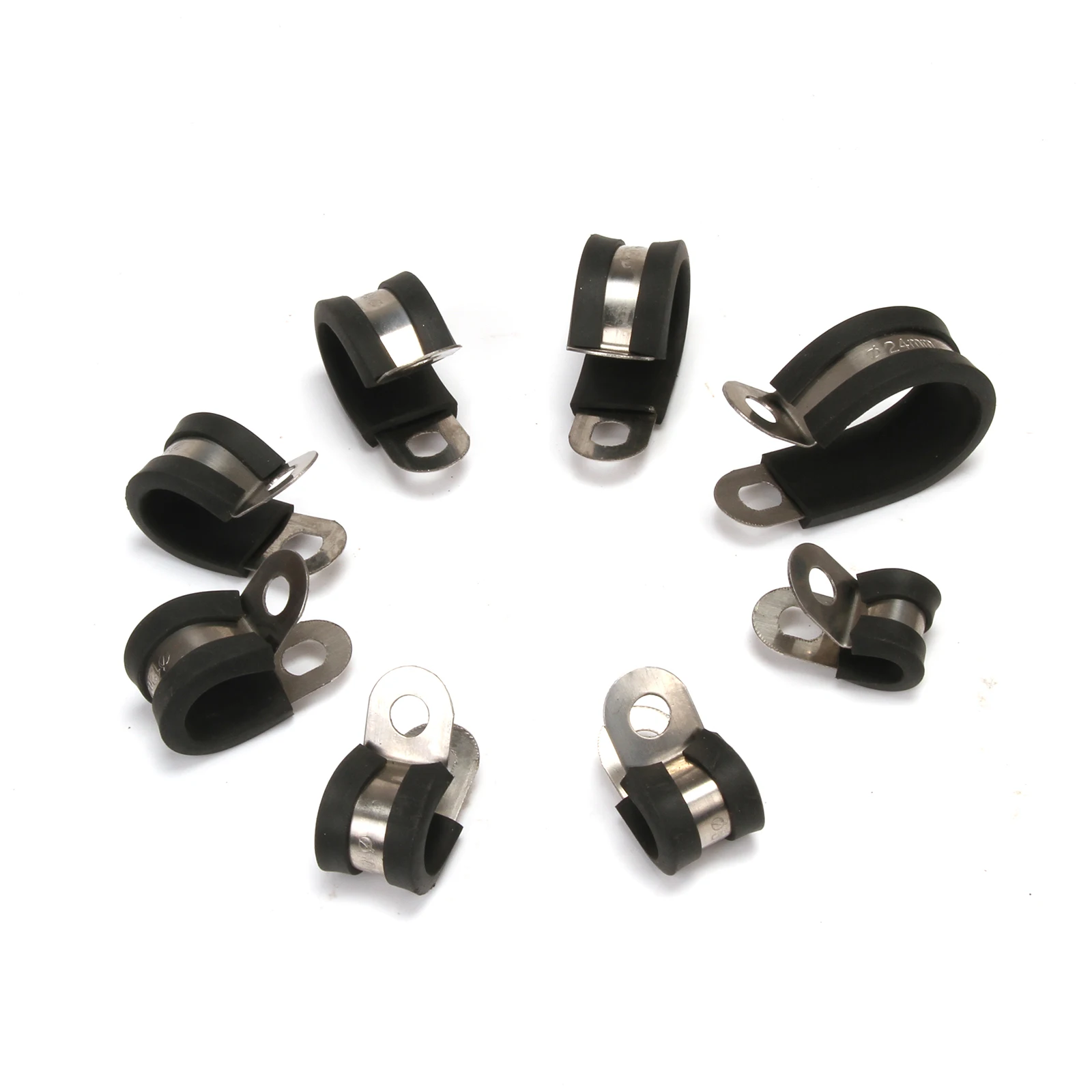 스테인레스 스틸 검정색 고무 라이닝 고정 호스 P 클립 클램프 호스 및 케이블 P 클램프 6mm 8mm 10mm 12mm 14mm 16mm 20mm 24mm