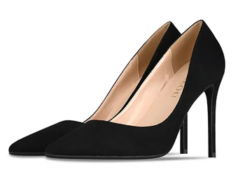 Black Elongated Classic Pointed Toe Pumps - black 8cm heel, 10.5