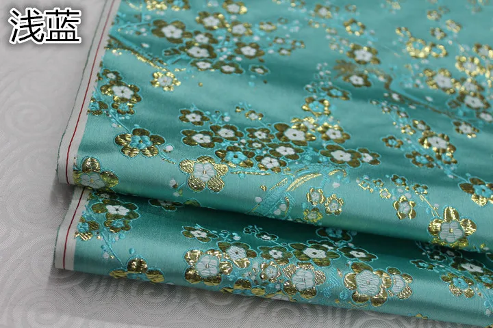 Античная жаккардовая парча металлическая шелковая ткань Cheongsam BJD платье монгольский халат материал Декоративные Diy ткань сливы - Цвет: Light blue