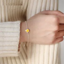 Креативные ювелирные изделия из стерлингового серебра 925 пробы милый модный простой желтый цыпленок женский браслет