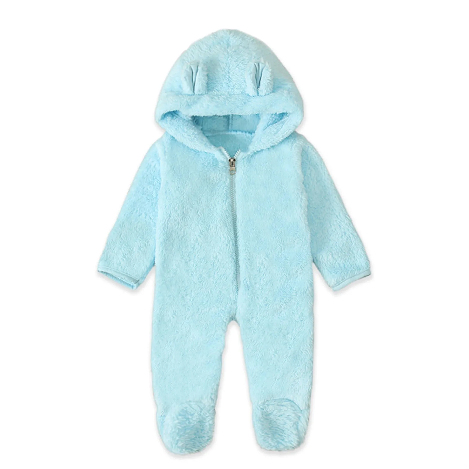 Newborn Baby Romper Winter Fleece Jumpsuit Infant Baby Girl Boy Bear Ears Footed Hooded Romper Fleece Jumpsuit Coat pour enfants baby clothes baby sleepsuit bear hooded jumpsuit