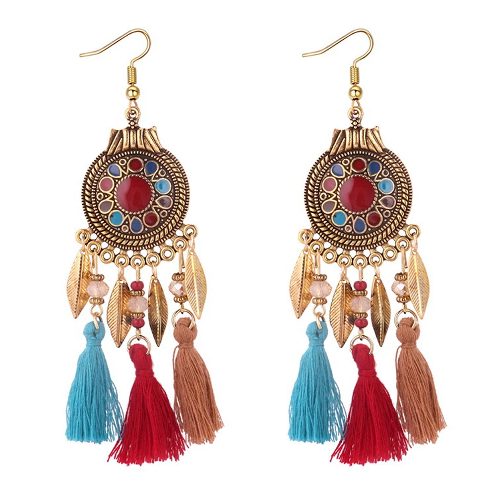 

2019 Occident Vintage Bohemian Tassel Alloy Drop Long Earrings Drop Dangle Tassel Earring Wedding Jewelry Drop Brincos For Women