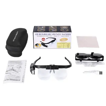 

Headband Magnifier Rechargeable Magnifying Glasses w/ Removable Lenses LED Light