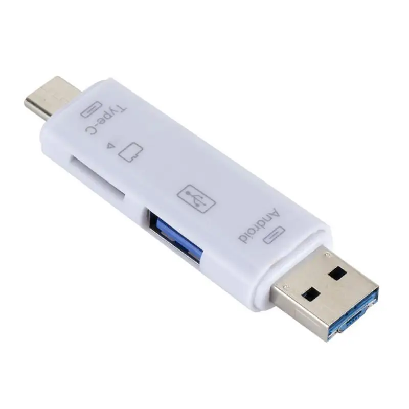 Горячая кард-ридер Классический Тонкий 6 в 1 OTG TF кард-ридер USB Micro usb type-C адаптер для компьютера телефона - Цвет: Белый