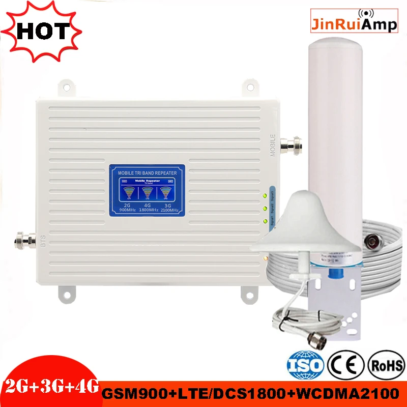 Трехдиапазонный усилитель сигнала 2G 3G 4G GSM 900 + DCS/LTE 1800(B3)+ UMTS/WCDMA 2100(B1) ретранслятор