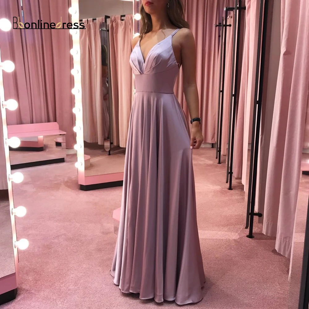 

Vestido-de-festa Long Prom Dress Satin A-Line Spaghetti Strap Party Dresses Backless Floor Length Formal Gowns robe-de-soiree