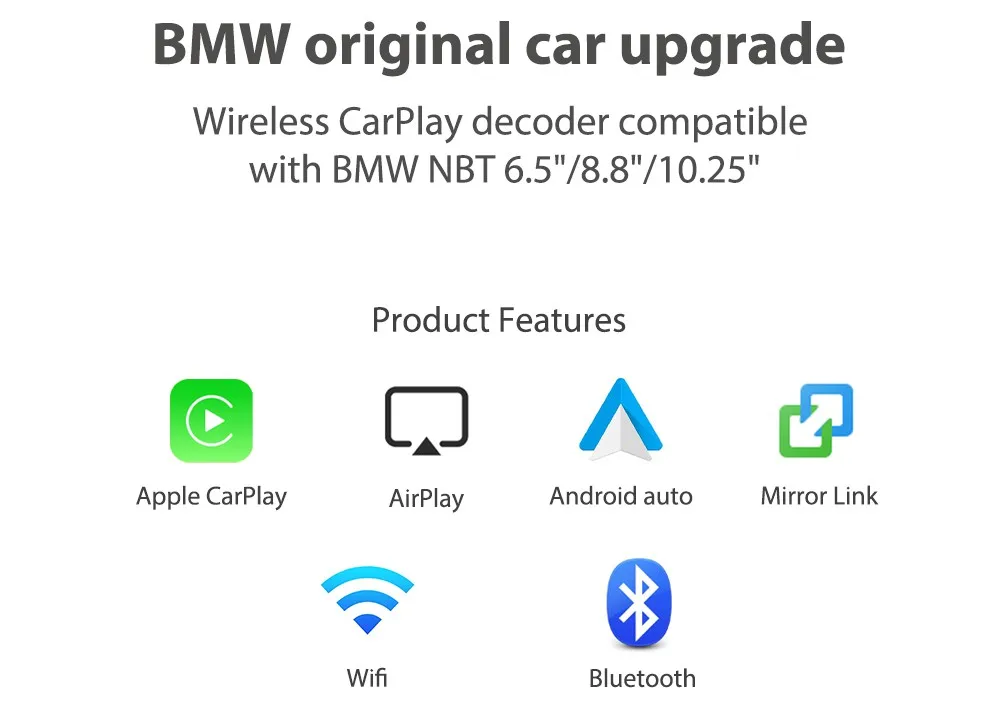 Andream беспроводной CarPlay Android авто интерфейс коробка для BMW 4 5 серии F32 F33 F36 F10 F11 F07 GT NBT системы Mirrorlink IOS