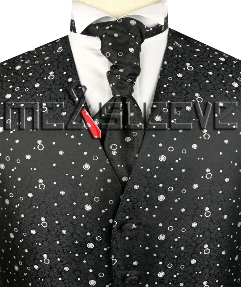 Свадебный Официальный Мужской комплект с жилетом на заказ(жилет+ галстук+ платок - Цвет: black