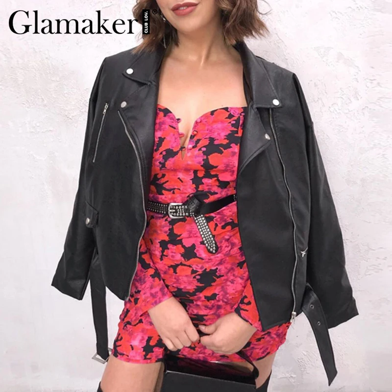 Glamaker элегантное мини-платье с цветочным принтом и длинными пышными рукавами, облегающее весенне-летние вечерние клубные платья, приталенное платье с высокой талией и v-образным вырезом, vestidos