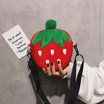 

Plush Fruit Strawberry Crossbody Bags for Women Zipper Up Messenger Bags Ladies Plush Shoulder Bag Fashion Shoulder Bag #20