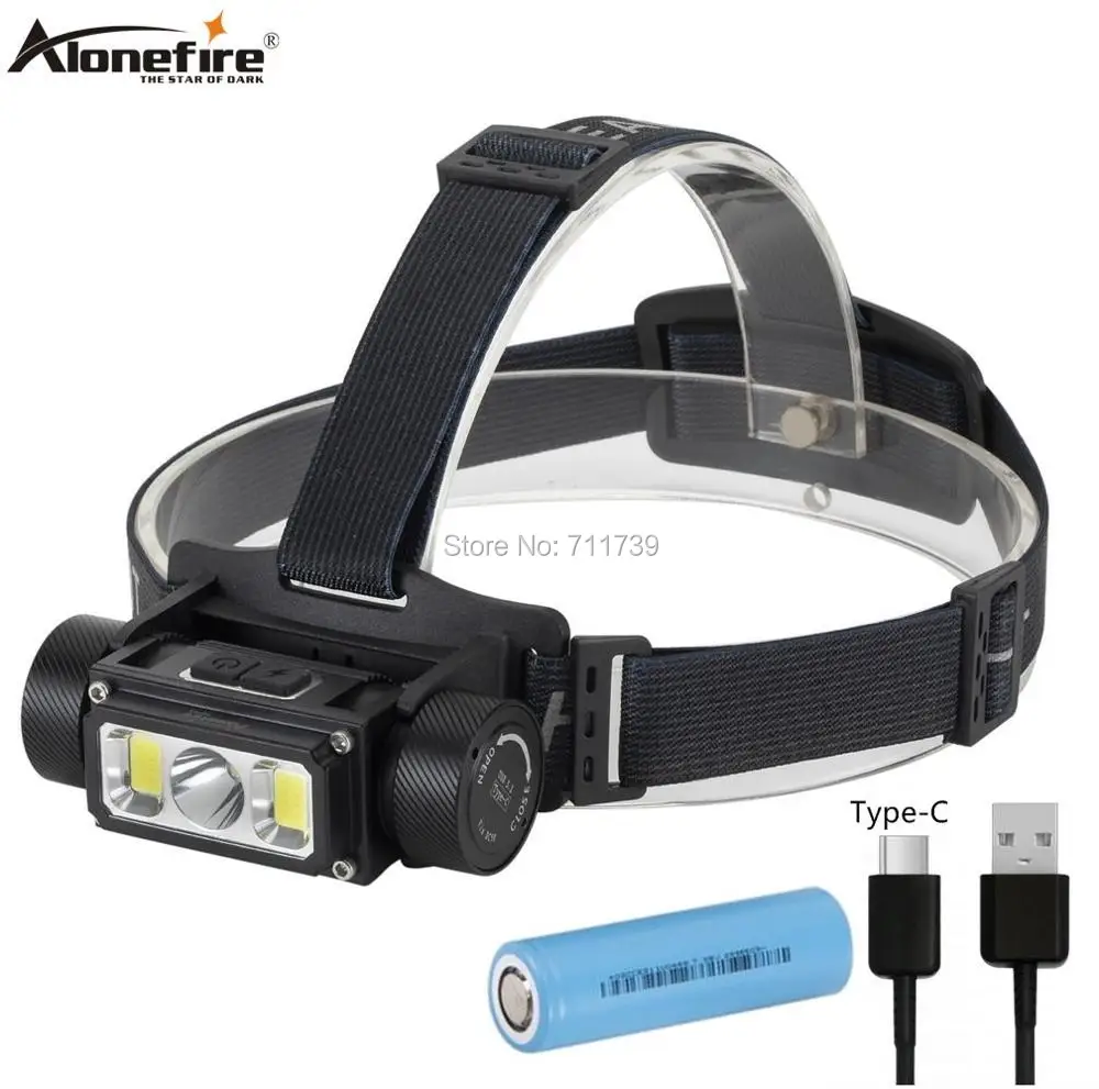 Alonefire HP43 Portable led Headlamp XPG2+COB USB Rechargeable Headlight Waterproof Head Torch Head Lamp