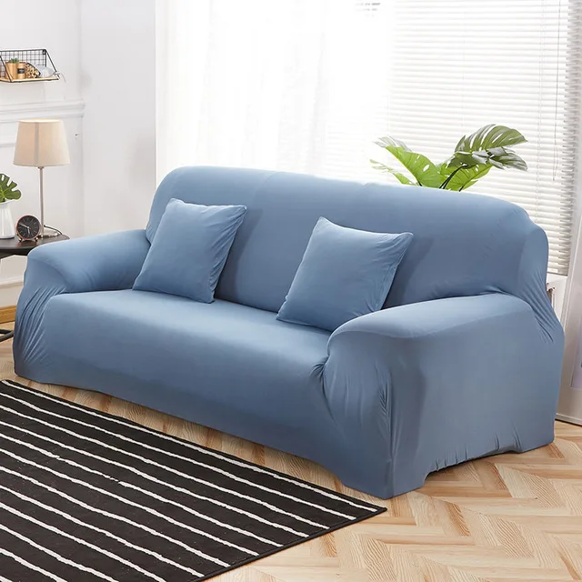 22 цвета на выбор, Одноцветный чехол для дивана, растягивающийся чехол для дивана, чехлы для дивана на двоих, чехлы для полотенец - Цвет: Grey blue