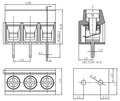KF301 KF126 DG126 5,0 мм Шаг 2 P/3 P/4 P/5 P 50 шт. PCB Винтовые клеммные блоки Conenctor