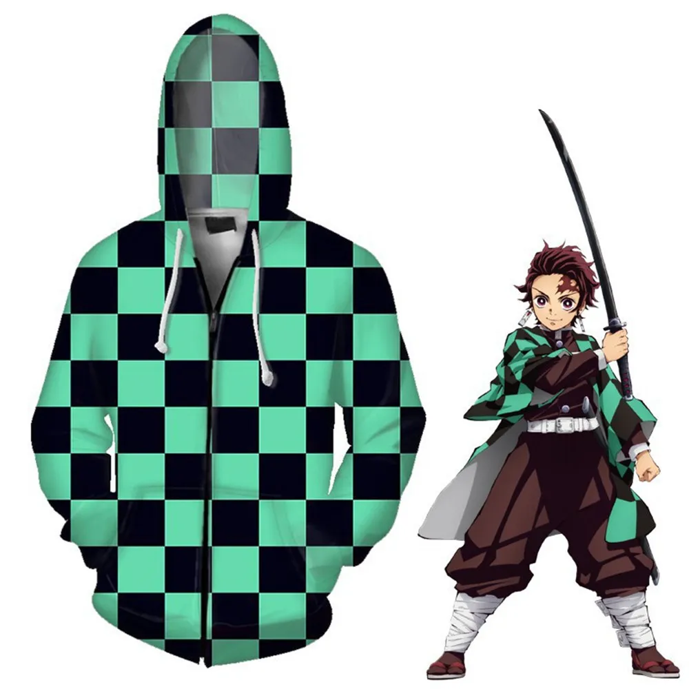 

Nezuko Tanjirou Kamado 3D Zip Hooded Sweatshirt Demon Slayer Kimetsu no Yaiba Cosplay Unisex Jacket Zenitsu Agatsuma Jacket