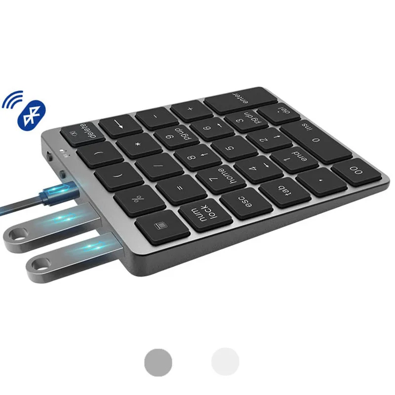 Bluetooth Numeric Keyboard Protable Keypad with USB Hub Splitter