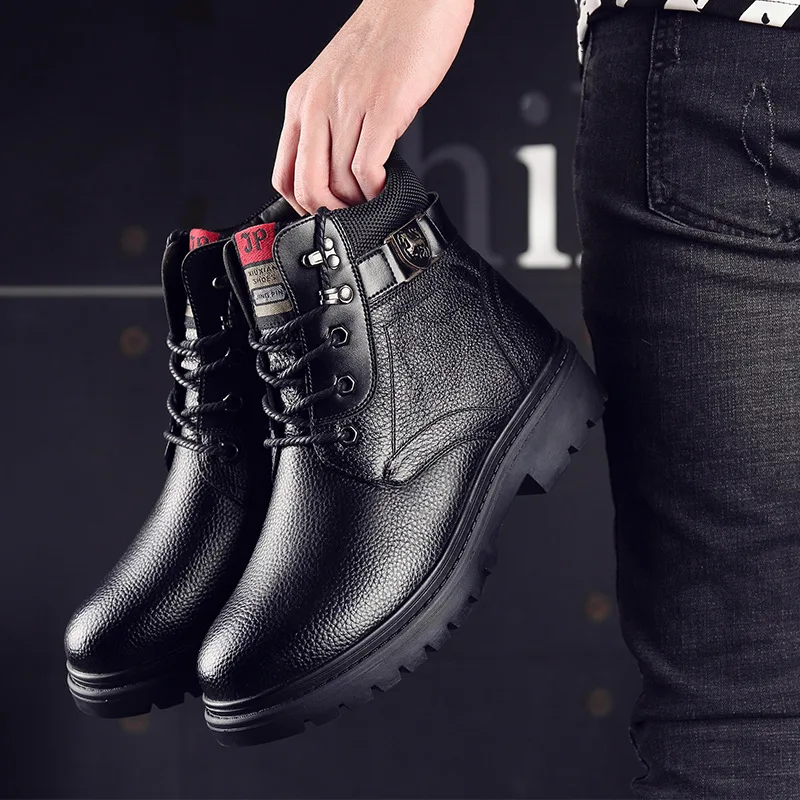 

Martin Boots Men's Boots Winter Hight-top plus Velvet Padded Genuine Leather Mid-top Combat Boots Warm England Workwear Short Bo
