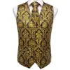 Hi-Tie New Design Paisley Dress Vest Set For Men Silk Jacquard Men's Vest Suit Male Waistcoat for Wedding Business Formal Jacket 3