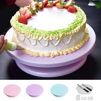 

Plastic Cake Turntable Rotating Anti-skid Round Cake Decorating Stand Cake Rotating Table Plate Kitchen DIY Pan Baking Tool 1pcs