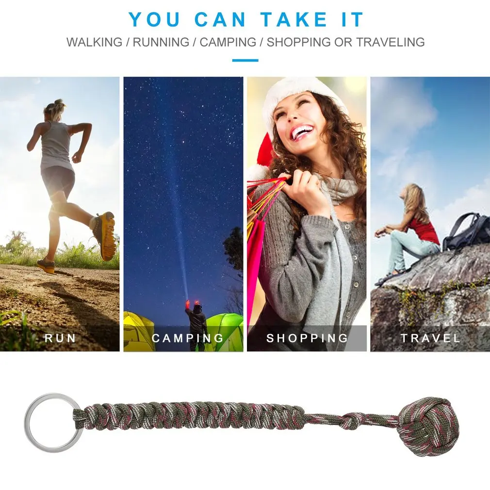 

REIZ Outdoor Security protecting Monkey Fist Self Defense Tool Lanyard Survival Multifunctional Key Chain For Girl Outdoor Tools