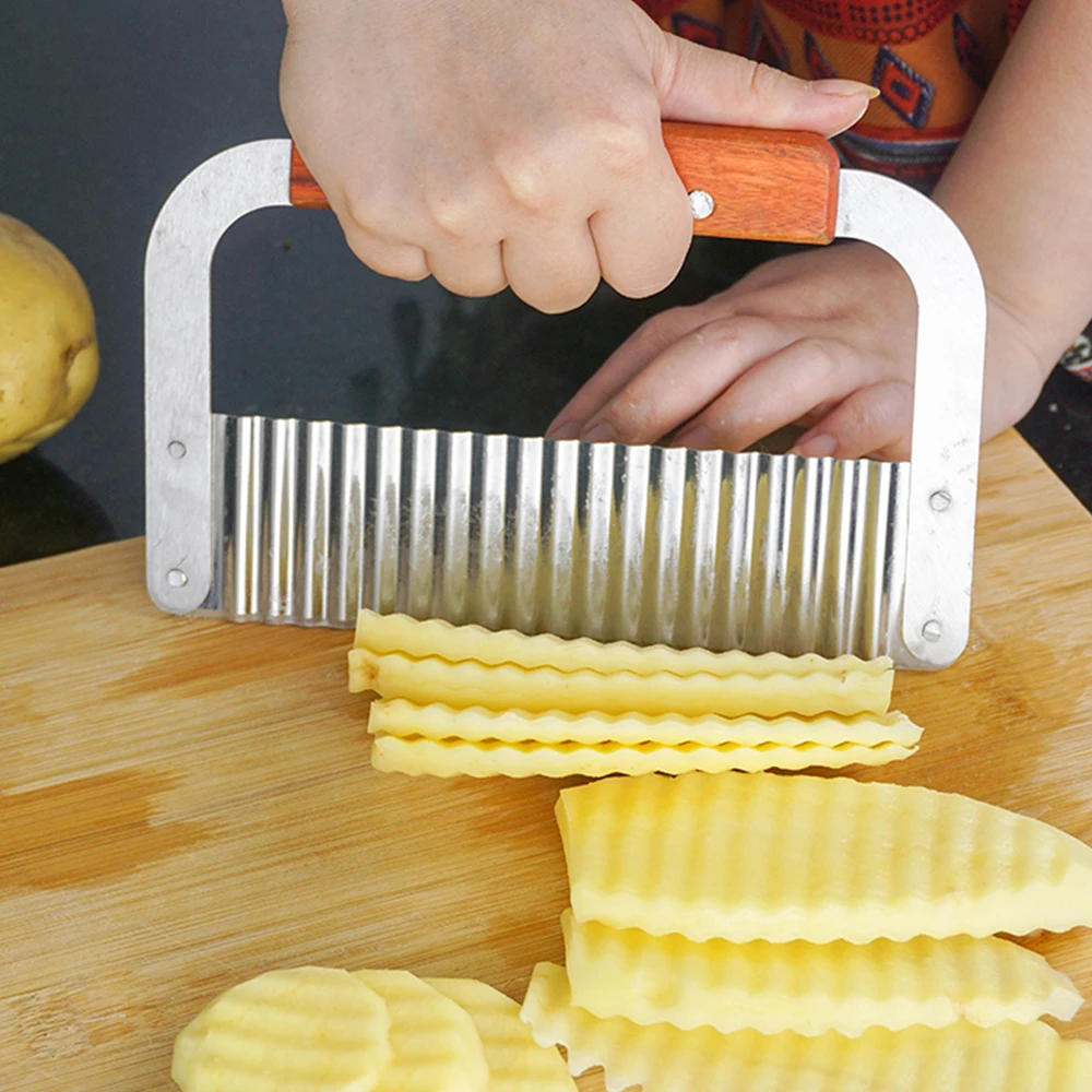 Potato Slicer Crinkle Cutter Sweet Potato Chopping Fries Slicer Cut Tool  Stainless Steel Wave Knife Kitchen Cooking Gadgets - AliExpress