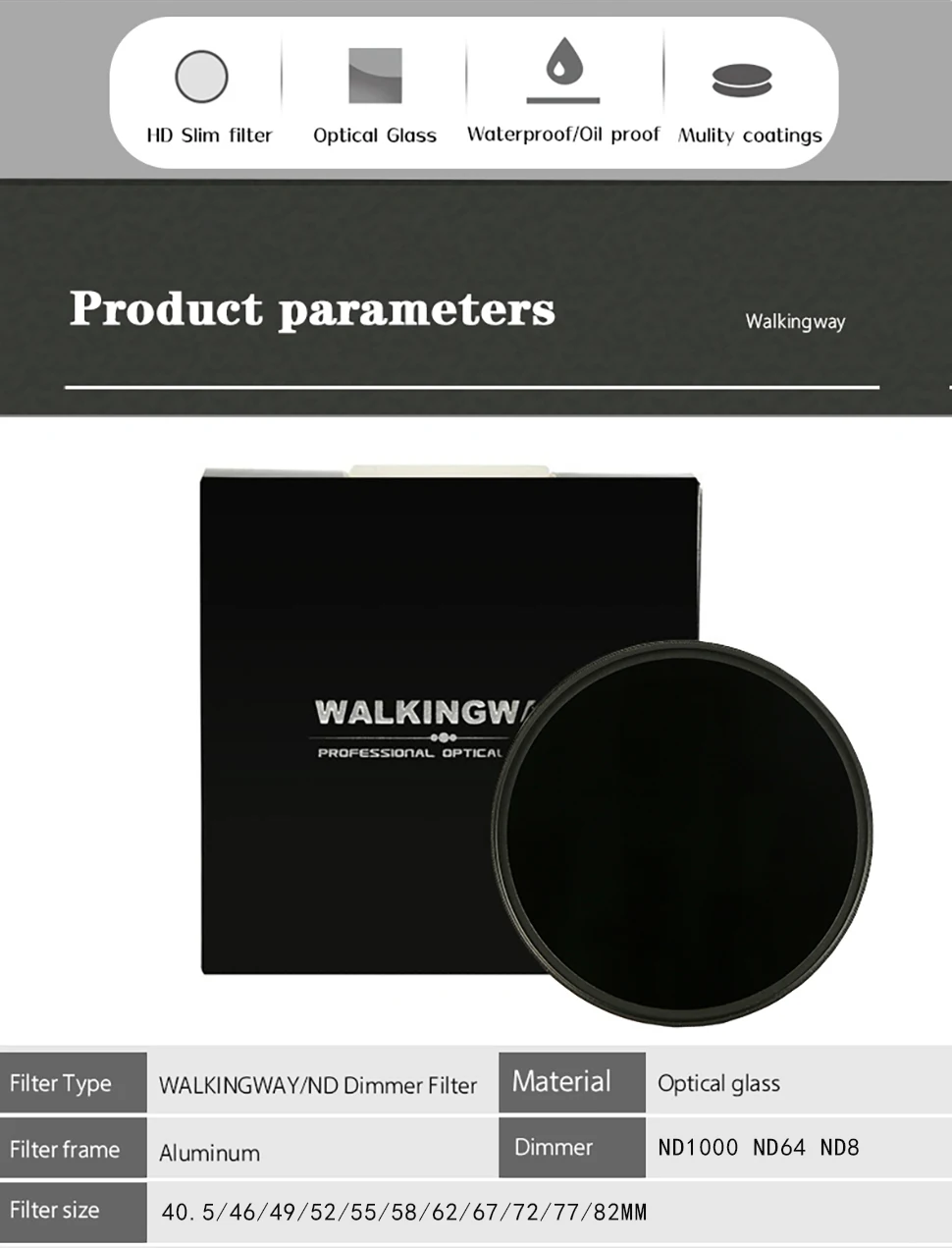 FILTRE PHOTO,ND2 ND4 ND8-72mm--Kit de filtre'objectif pour appareil
