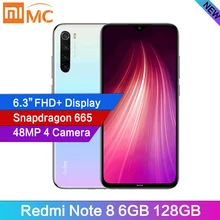 Xiaomi Redmi Note 8, 6 ГБ ОЗУ, 128 ГБ, мобильный телефон, 48мп, четыре камеры, 6,3 дюймов, FHD, все экран, Snapdragon665, мобильный телефон, 4000 мАч