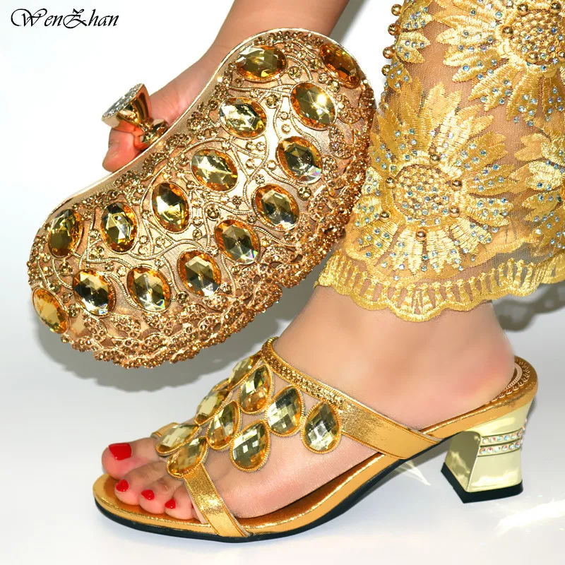 

Gold Matching Shoes and Bag Set In Heels Matching Shoes and Bag Set for African Party Italian Shoes and Bag Set for Women C99-29